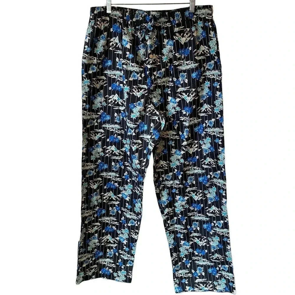 Caribbean Joe Cotton Casual Pull On Pajamas Pants Unisex Adult Size L Pockets